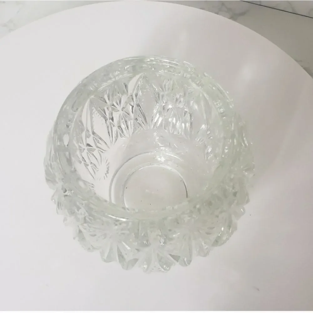 VINTAGE AVON Diamond Cut Crystal Clear Glass Bowl Decor Candle Dish